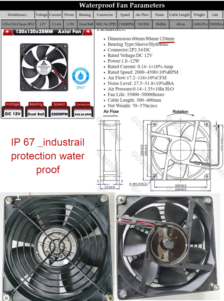 water proof Fan cool electric inboard