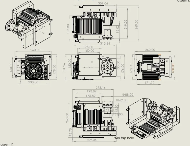 drawing dimension electric inboard