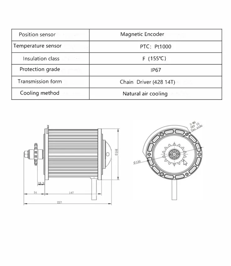 PMSM BLDC FW 09 Drawing Dimension of 1Kw 2Kw 3Kw