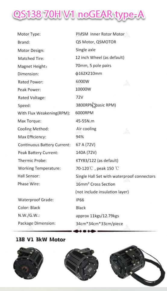 QS138 70H V1 type A tech data