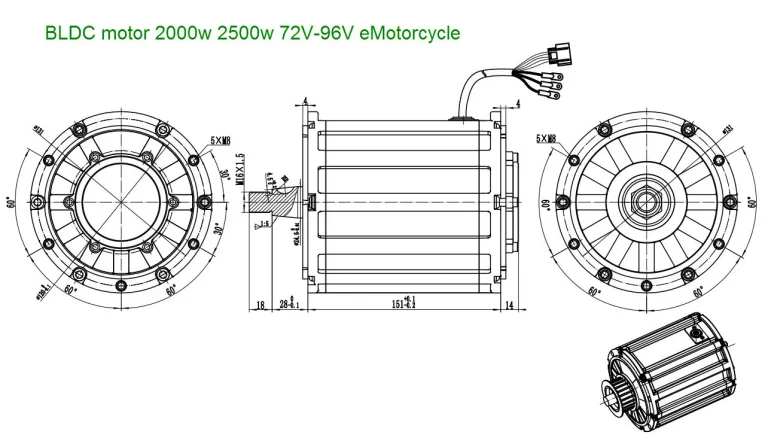 QSmotor 2Kw pulley drawing QS120 70H Tech details