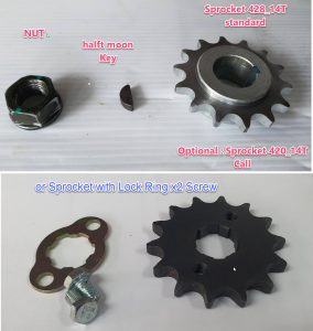 QS138 Sprocket taper Bore428_14T_halfMoonKey_Nut or Lock ring