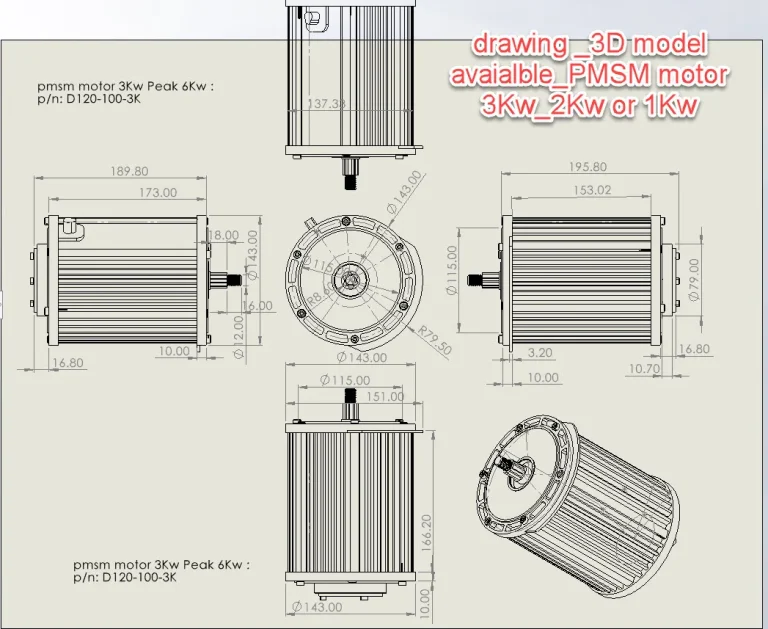 3D model_Step file_e-drawing pmsms motor 3Kw_2Kw _ 1 Kw