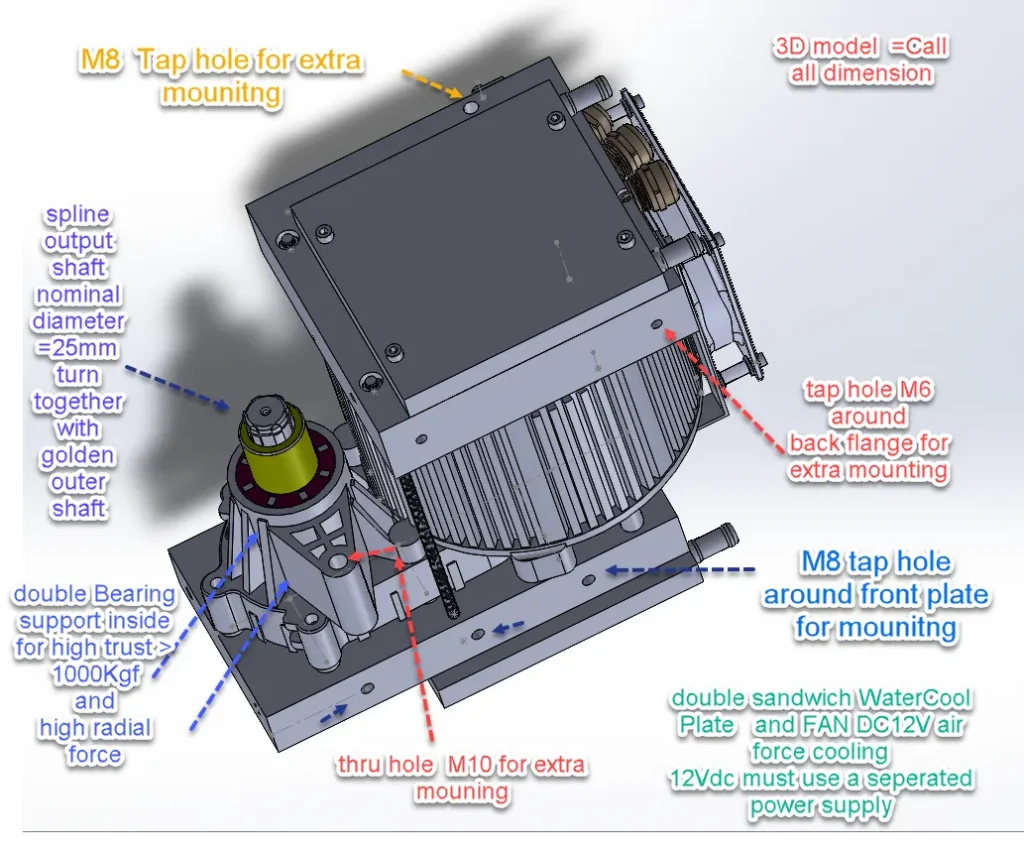 electric inboard 3D model 10Kw-15Kw 96V