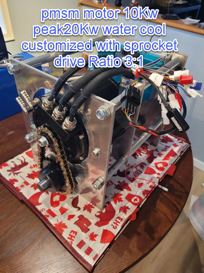 pmsm motor10Kw peak20Kw water cool customized with sprocket drive Ratio 3