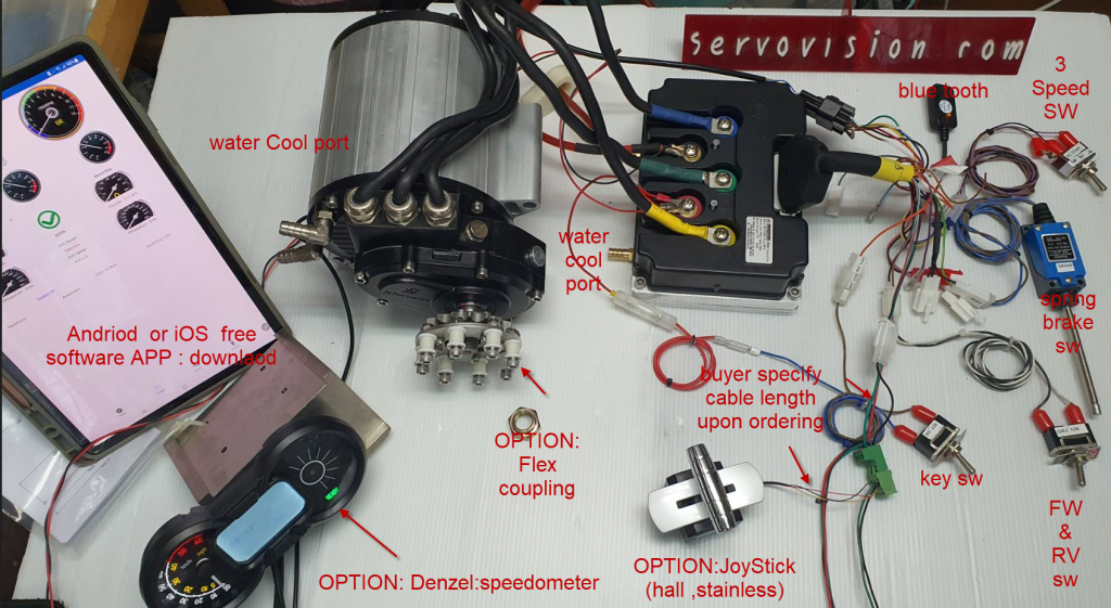 EV motor Gear 15Kw 72V water cool kit set