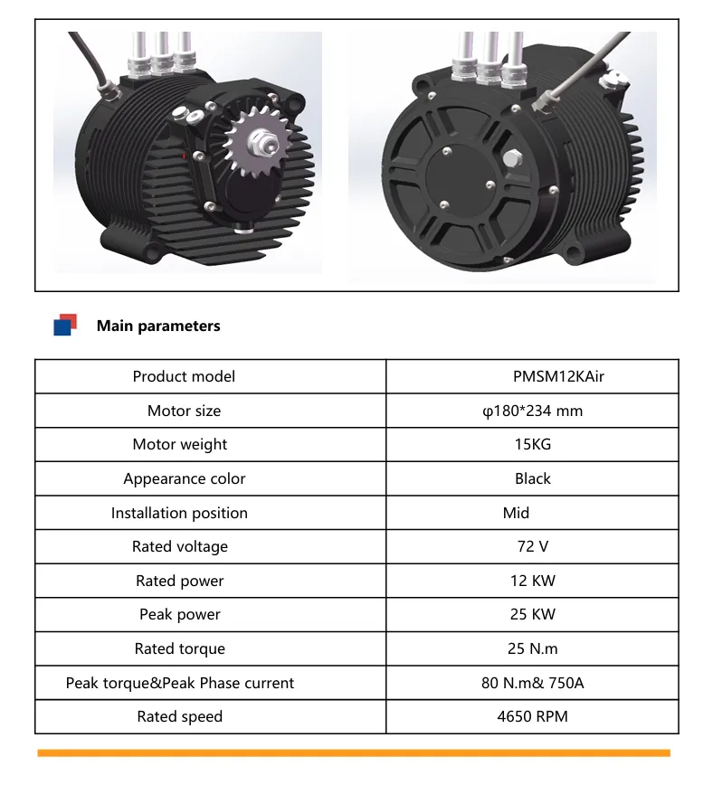 pmsm motorGEAR air cool 12Kw72V_FW03 Technical details
