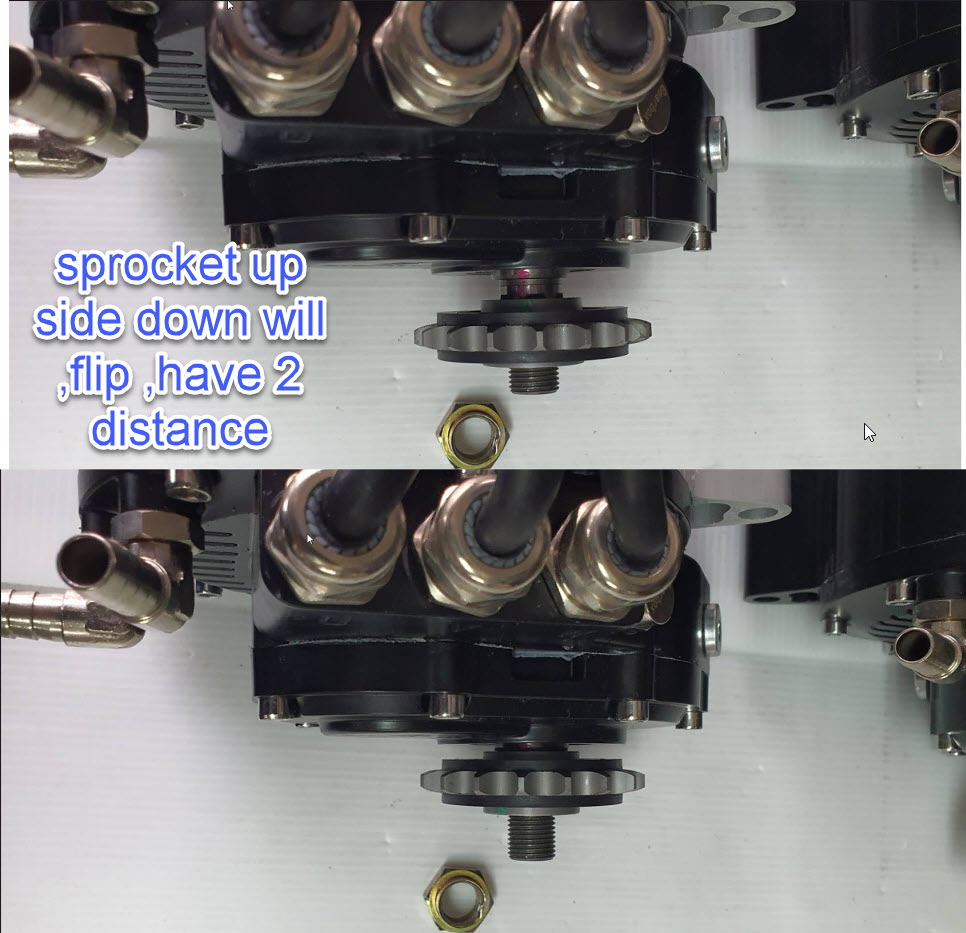 sprocket up side down will ,flip ,have 2 distance