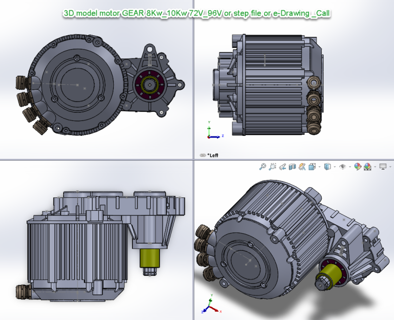 3D model motor GEAR 8Kw_10Kw 72V_96V or step file or e-Drawing _Call