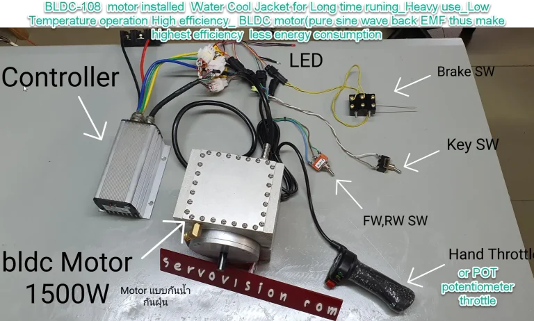 BLDC-108 motor installed Water Cool Jacket for Long time runing_Heavy use_Low Temperature operation