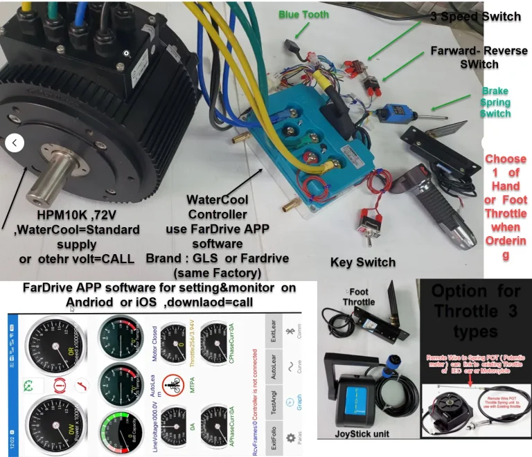 HPM10K_control Liquid cool WaterCool Fardrive controller wireharness all switches throttle kit set