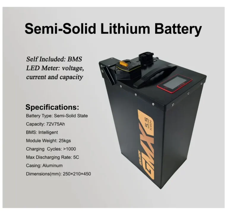 Semi Solid Lithium Battery 72V 75Ah