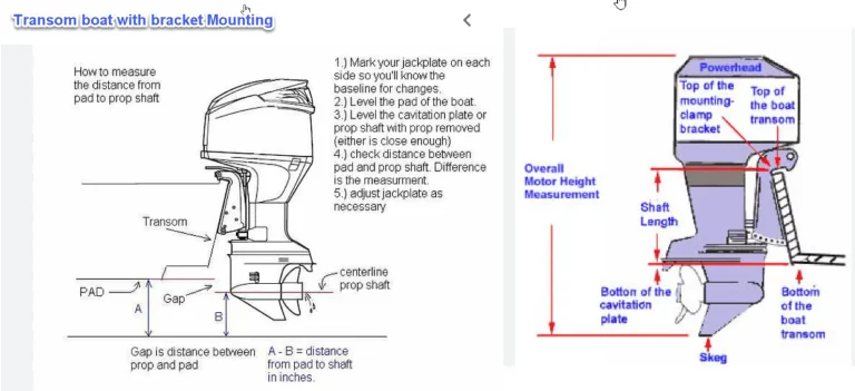 Transom boat with bracket Mounting over all height