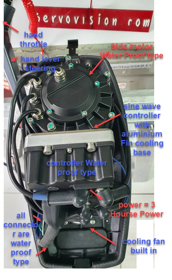 electric outboard 3HP 48V open case TOP view