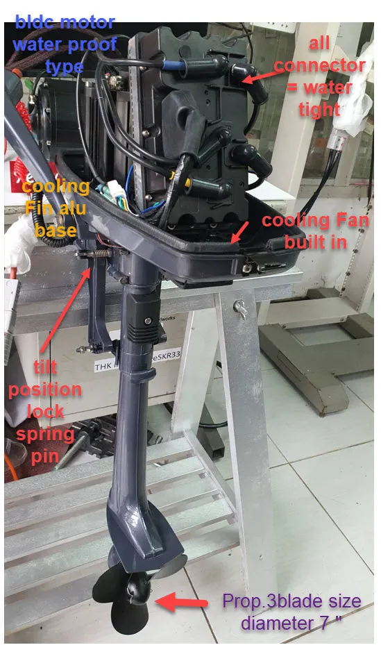 open case electric outboard 3HP 48V side view