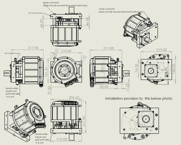 PMSM motorGEAR20Kw Drawing Dimension type3