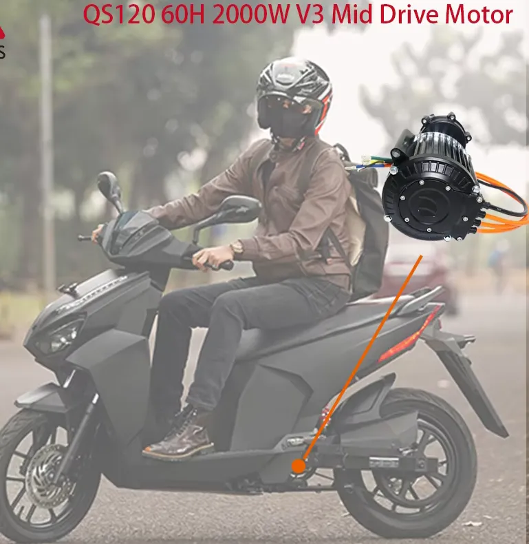 QS120 60H V3 Middrive motorGear 2000W 72V_electric motorcycle 2000watt