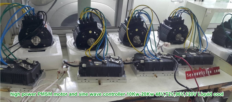 high power PMSM motor and sine wave controller 10Kw-20Kw 48V,72V,96V,120V Liquid cool